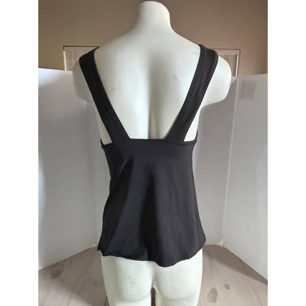 Lands End Womens Black Surplice V-Neck Tankini Swim Top Size 8 Solid Sleeveless - Picture 2 of 10
